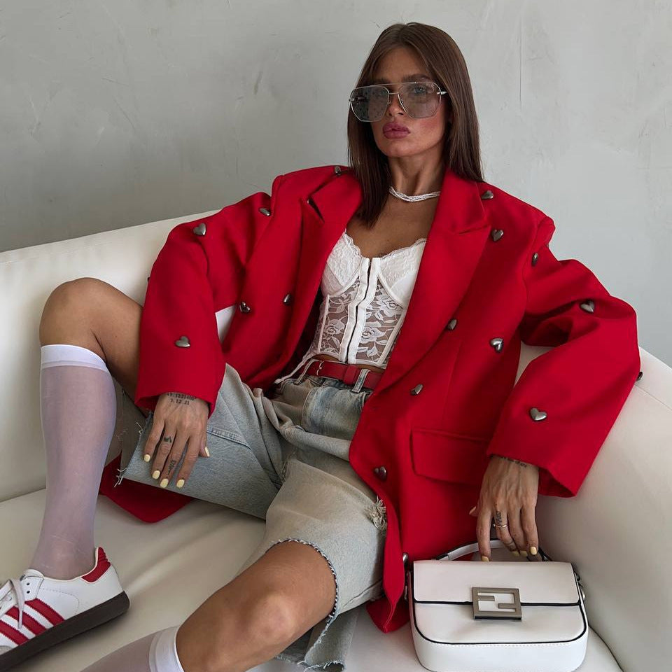 Straight Loose Heart Rhinestone Suit For Women Viralgem Store