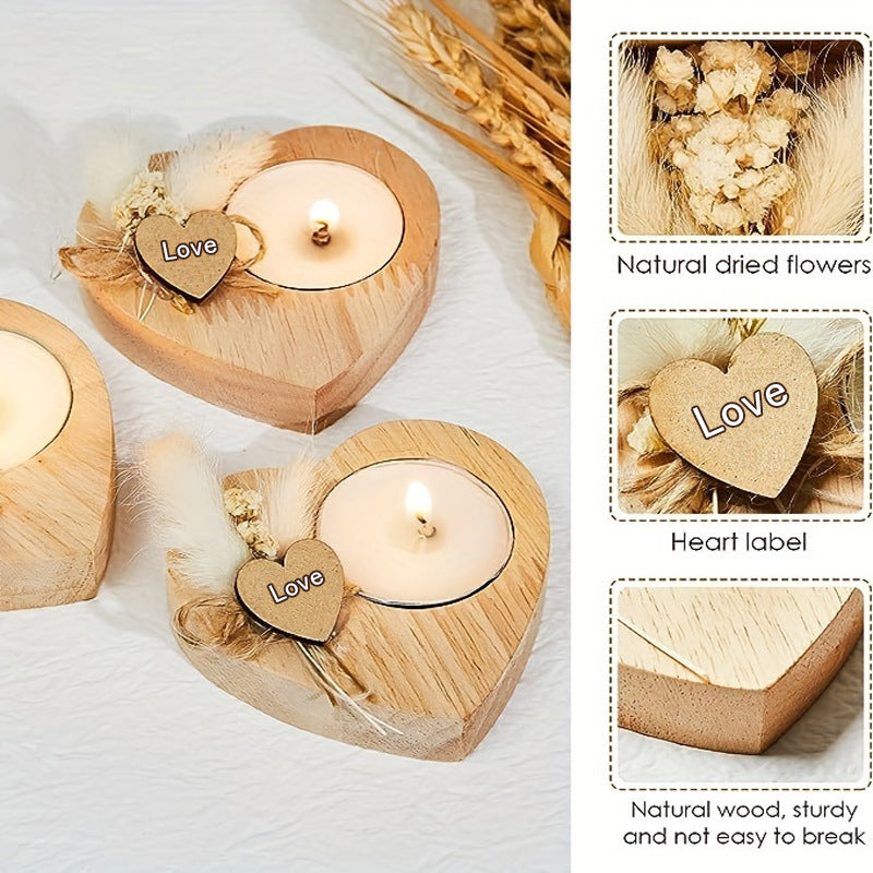 Thanksgiving Valentine's Day Wooden Love Candle With Dried Flowers Viralgem Store