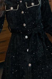 Spring New Light Luxury High Sense Retro Waist-controlled Slimming Small Corduroy Dress Viralgem Store