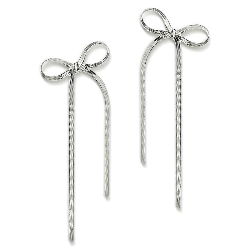 Stainless Steel Jewelry Wholesale Non-tarnish Herringbone Bow Earrings Hypoallergenic 18k Gold Plated Ribbon Bow Bowknot Earring Viralgem Store