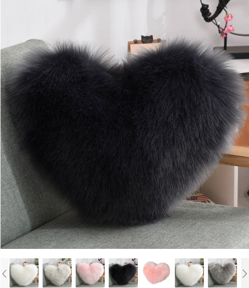 Throw Pillows Heart Shape Long Plush Fluffy Shaggy Cushion Cover Sofa Cushions Decorative Pillow Covers Pillowcase White Viralgem Store