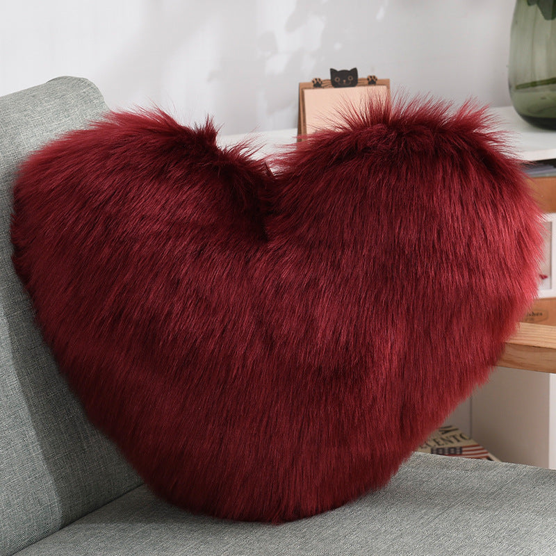 Throw Pillows Heart Shape Long Plush Fluffy Shaggy Cushion Cover Sofa Cushions Decorative Pillow Covers Pillowcase White Viralgem Store