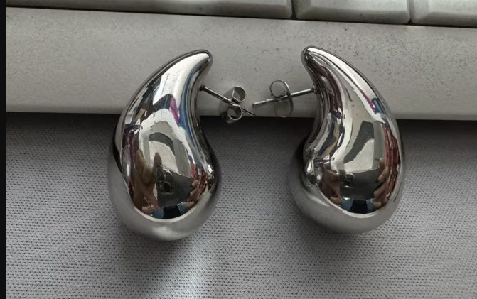 Advanced Design Feeling Chubby Water Drop Earrings, Stainless Steel Hollow Earrings Viralgem Store