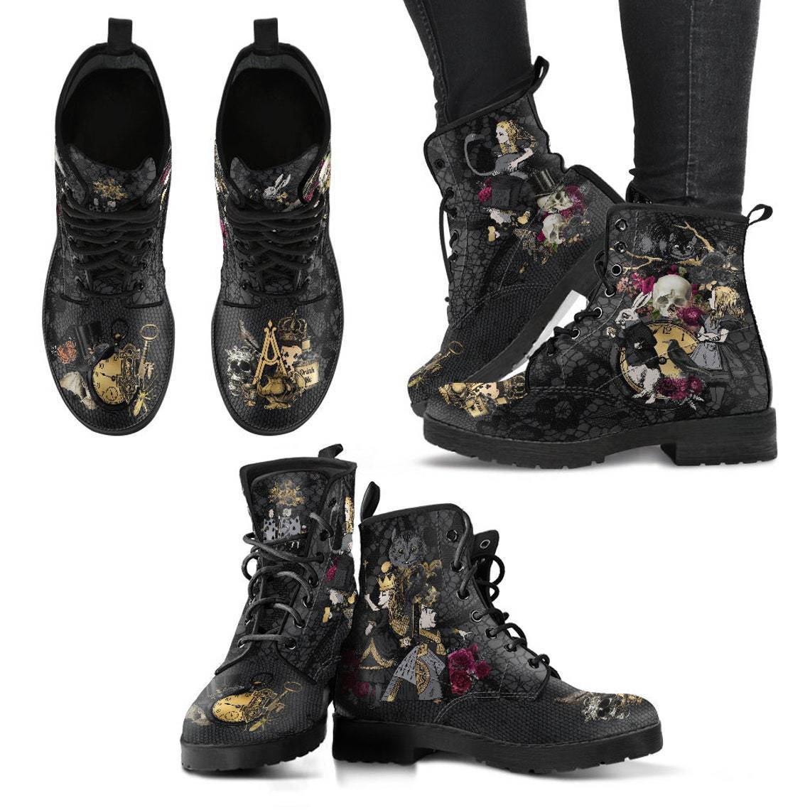 Women's Printed Cartoon Lace-up High-top Leather Boots Viralgem Store
