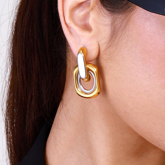 Stainless Steel Contrast Color Circle Ear Studs Viralgem Store