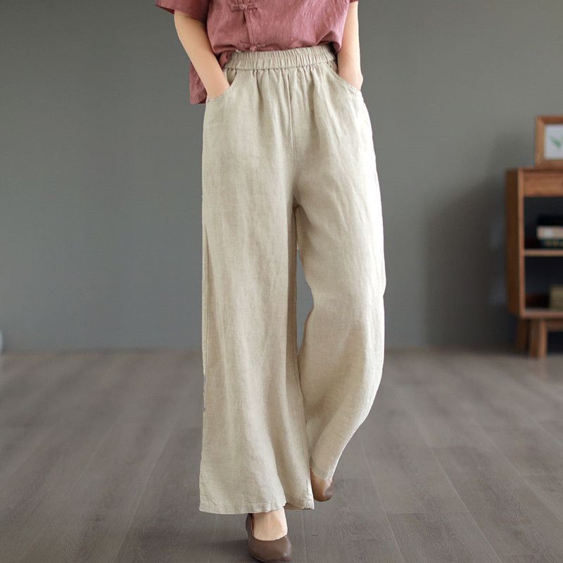 Thin High Waist Loose Artistic Retro Cotton And Linen Straight-leg Pants Viralgem Store