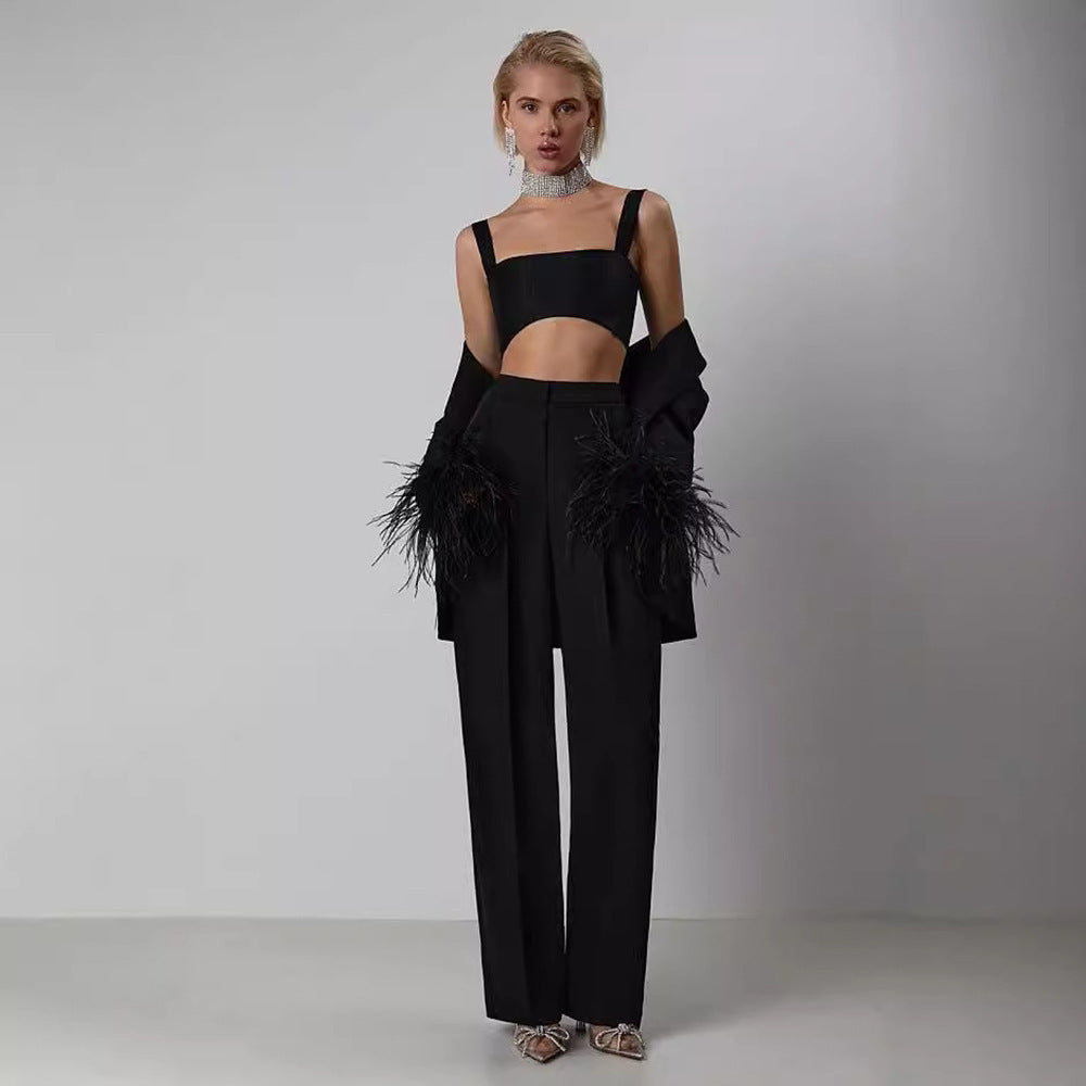 Women's Tatting Cardigan Black Suit Set Viralgem Store