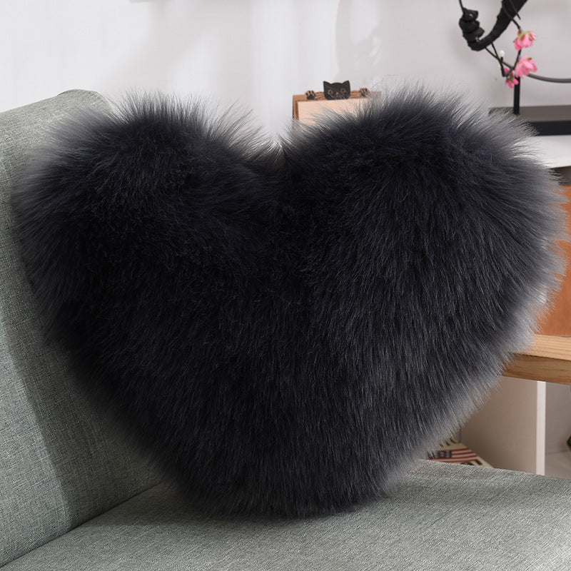 Throw Pillows Heart Shape Long Plush Fluffy Shaggy Cushion Cover Sofa Cushions Decorative Pillow Covers Pillowcase White Viralgem Store