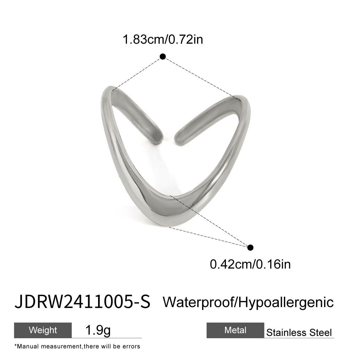 Stainless Steel Glossy Line Adjustable Opening Ring