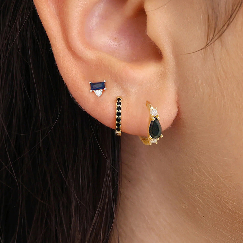 Trendy Water Drop Earrings Fashion Geometry Pattern Rectangular Inlaid Viralgem Store