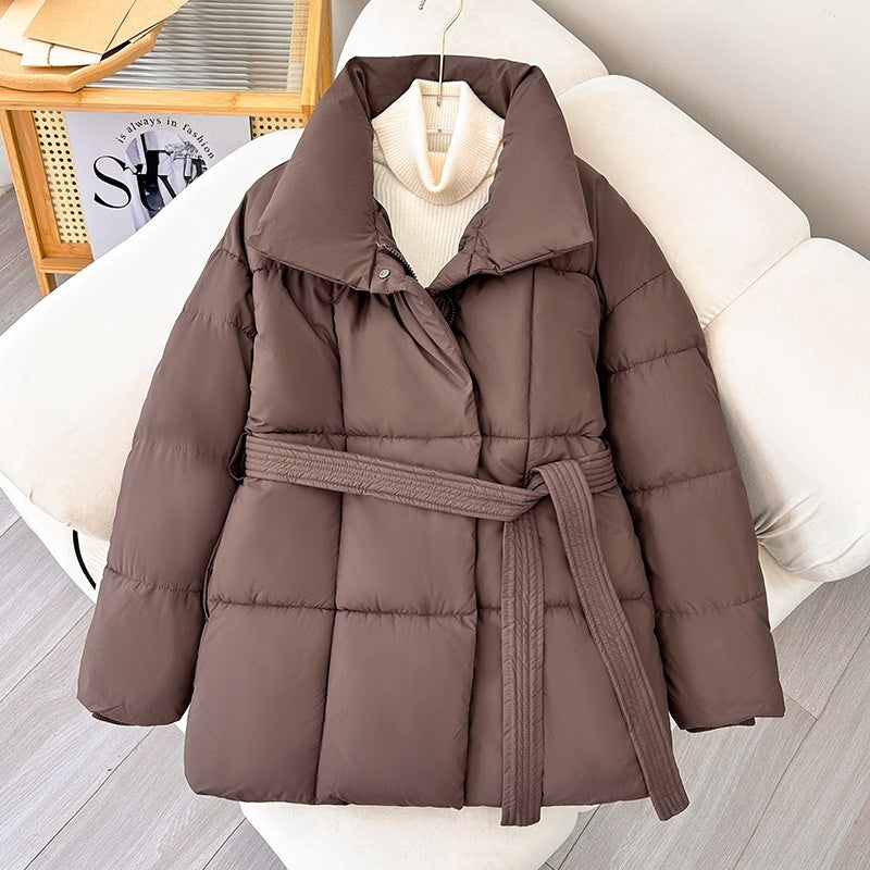 Warm Lapel Plaid Coat With Belt Design Fashion Casual Thick Jacket Fall And Winter Women's Clothing Viralgem Store