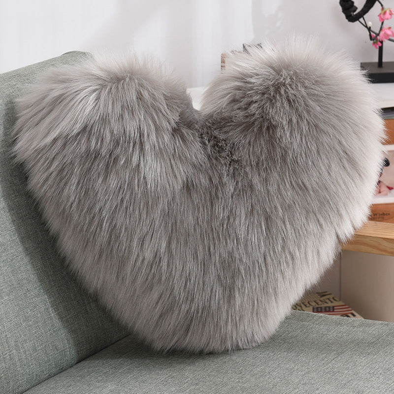 Throw Pillows Heart Shape Long Plush Fluffy Shaggy Cushion Cover Sofa Cushions Decorative Pillow Covers Pillowcase White Viralgem Store