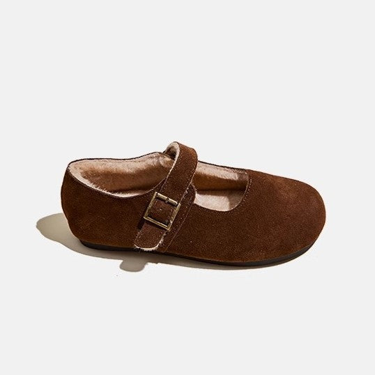 Suede Fleece-lined Casual Flat Shoes With Grandma Shoes