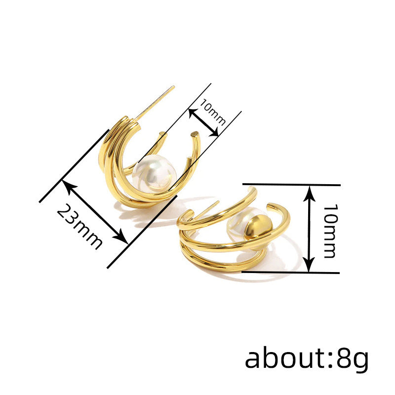 Women's Imitation Pearl Fashion Earrings Geometric Viralgem Store