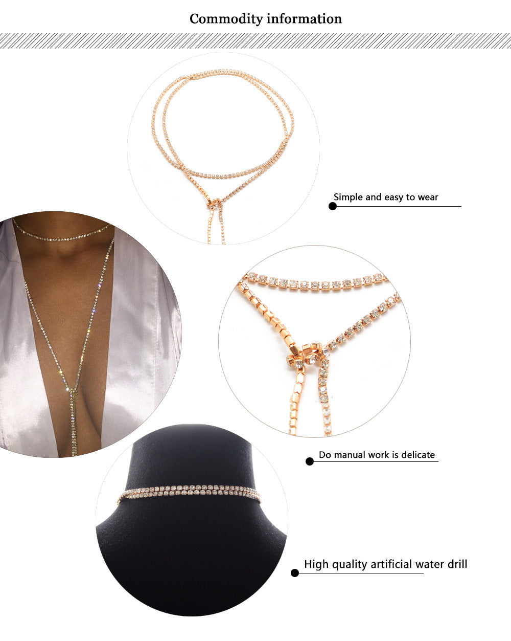 150CM Ins Choker Necklace With Rhinestones And Diamonds Bling Party Super Necklace