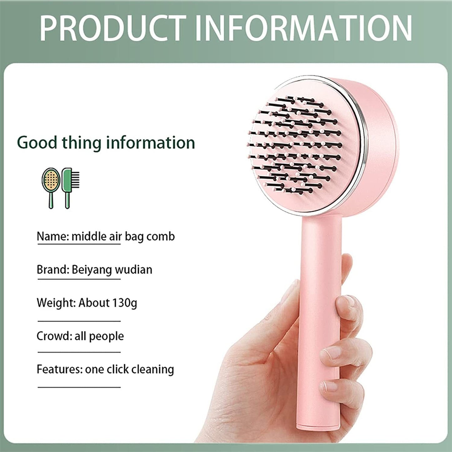 3D Air Cushion Massager Brush With Retractable Bristles Self Cleaning Hair Brush Massage One-key Self-cleaning Hair Brush Anti-Static Airbag Massage Comb For Women Curly Hair Brush Viralgem Store