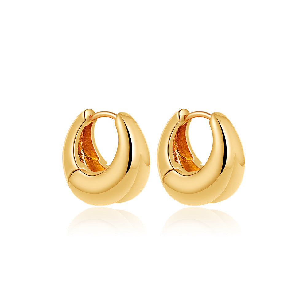 18K Gold Geometric Glossy Double Layer Round Ring Earrings Viralgem Store