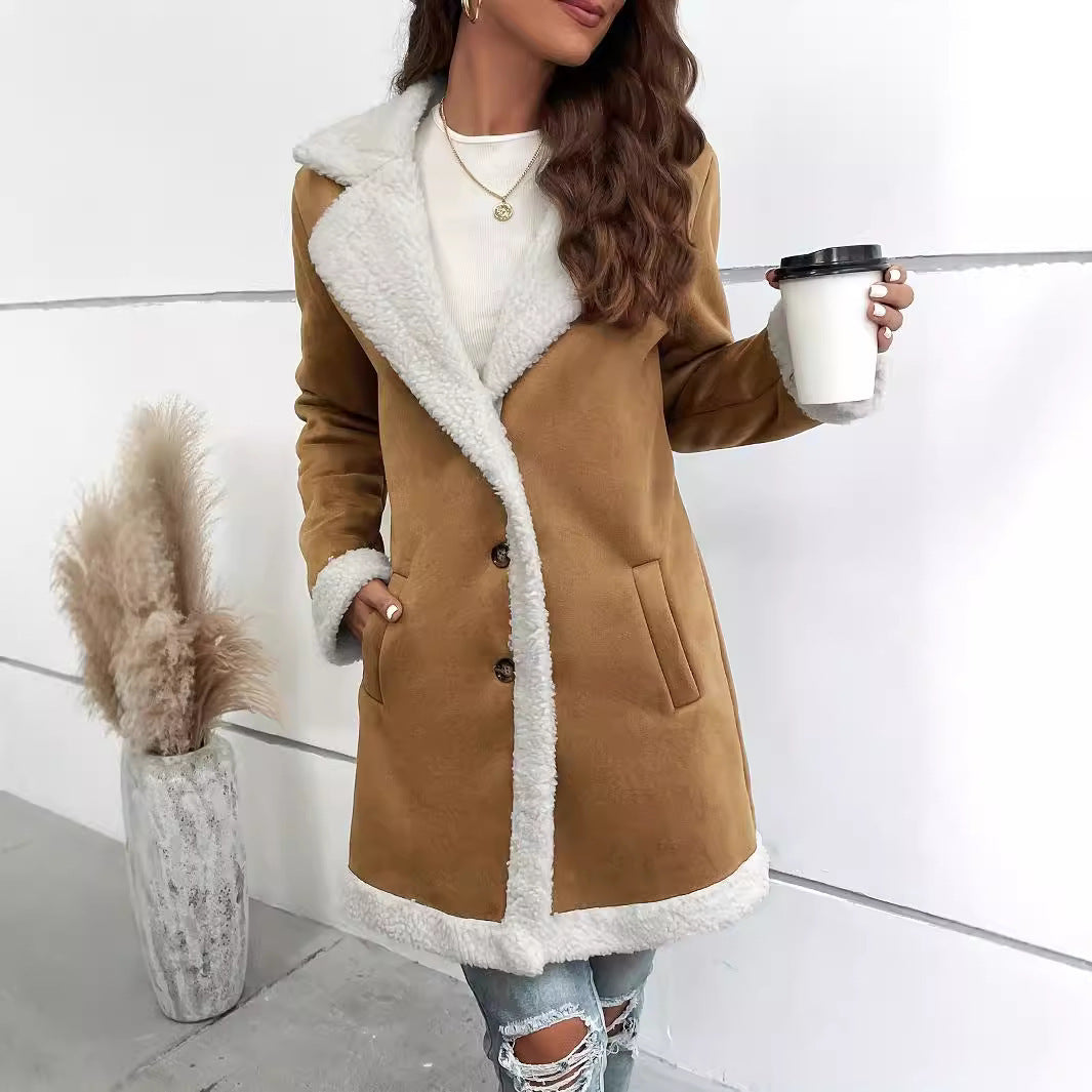 Women's Long-sleeved Lapel Deerskin Velvet Thick Woolen Coat Viralgem Store
