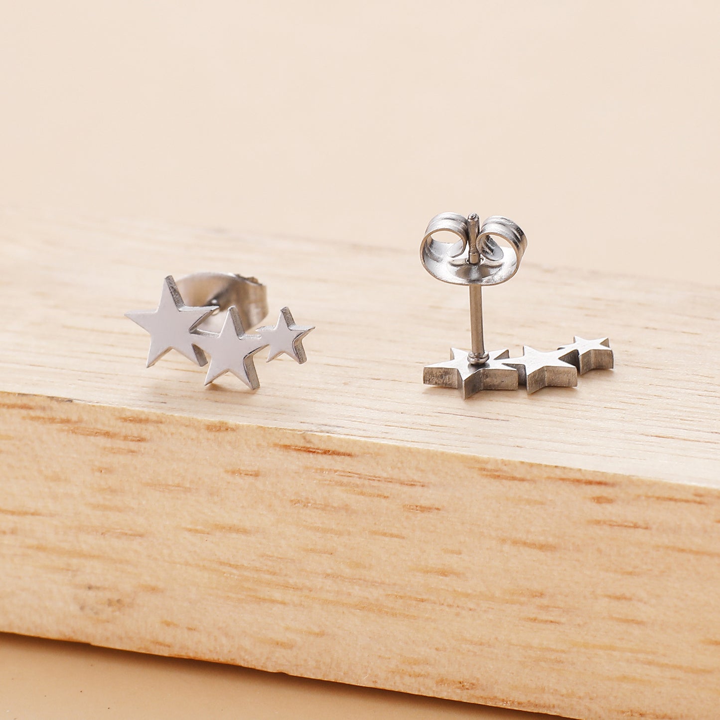 Stainless Steel Ornament Five-pointed Star Shape Stud Earrings