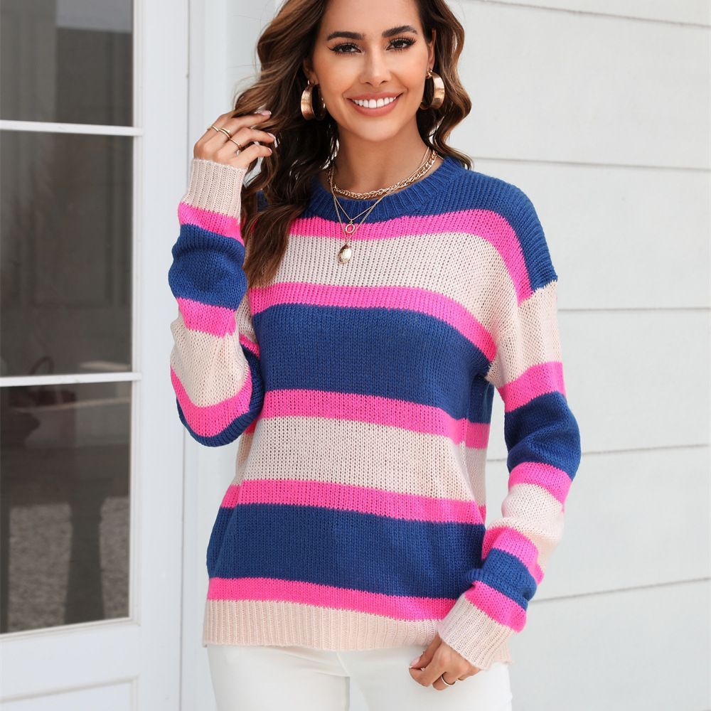 Wide Striped Pullover Base Knitwear Sweater Viralgem Store
