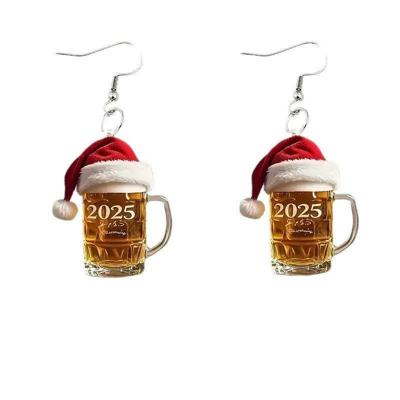 2025 Christmas Beer Steins Acrylic Earrings Viralgem Store