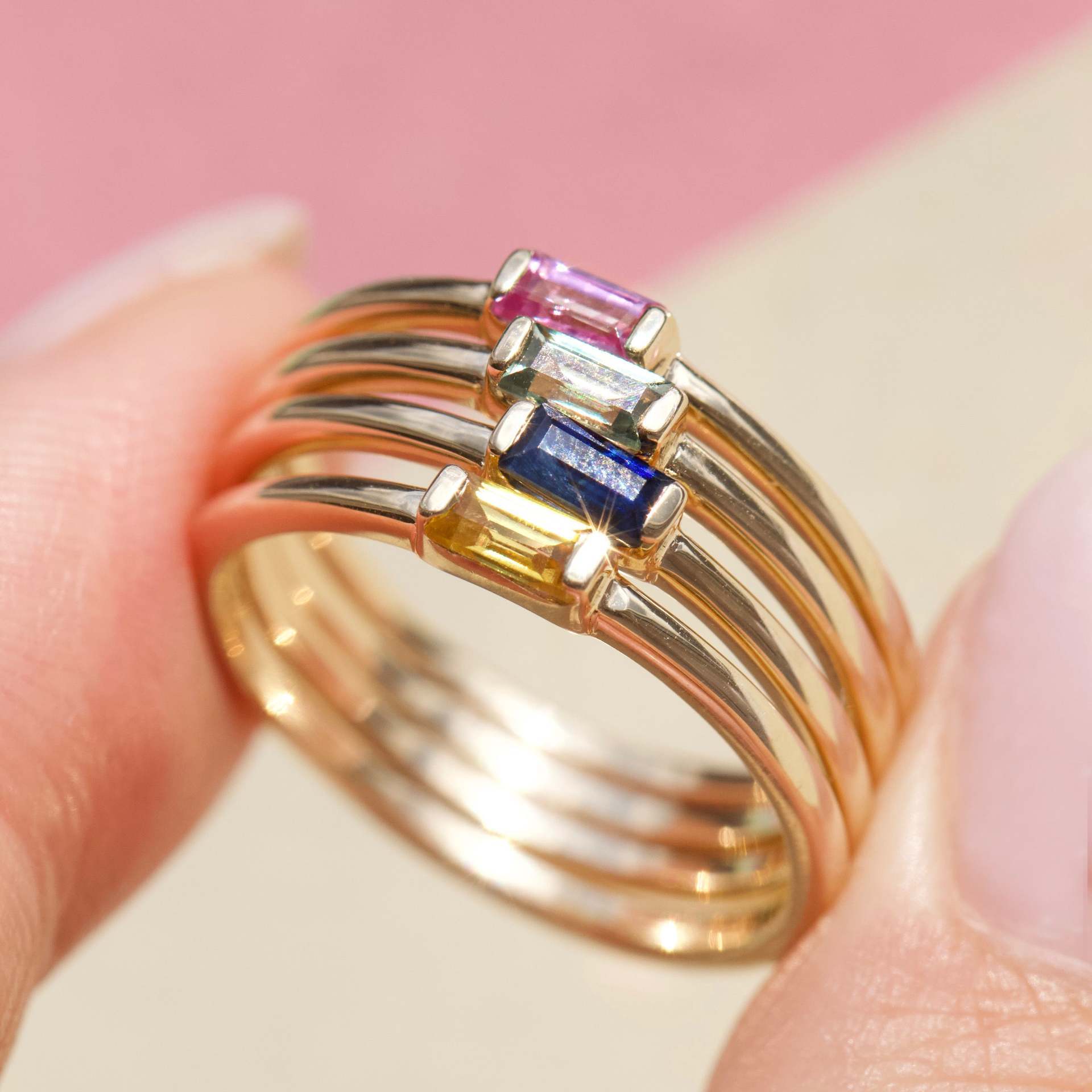 Advanced 12yue Lucky Stone Birthstone Square Diamond Ring Viralgem Store