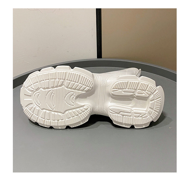 Spring And Autumn Fashion Thick Soled Height Increasing Flyknit Elastic Boots