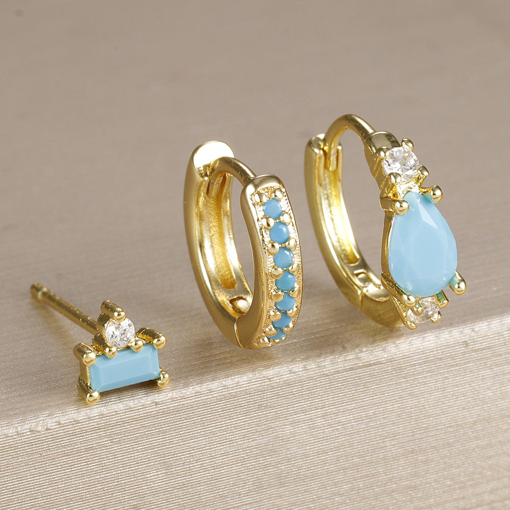 Trendy Water Drop Earrings Fashion Geometry Pattern Rectangular Inlaid Viralgem Store