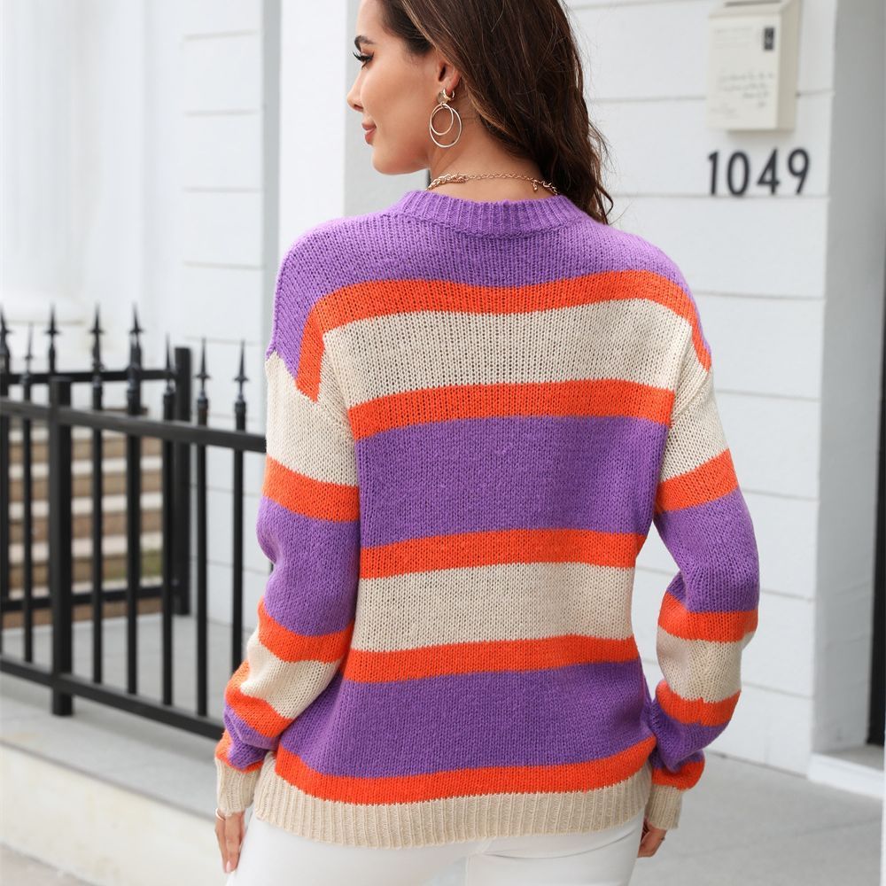 Wide Striped Pullover Base Knitwear Sweater Viralgem Store