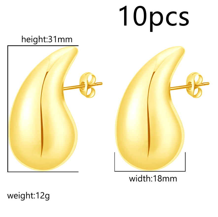 Advanced Design Feeling Chubby Water Drop Earrings, Stainless Steel Hollow Earrings Viralgem Store