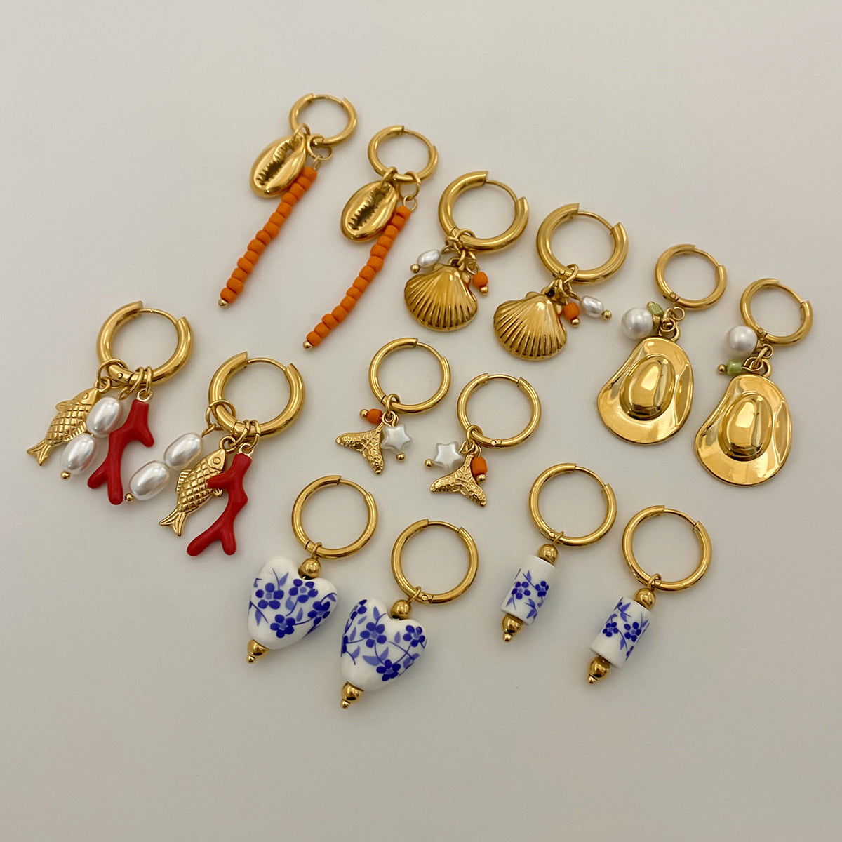 18K Gold Stainless Steel Pearl Cowboy Hat Hat Bead Ear Clip Viralgem Store