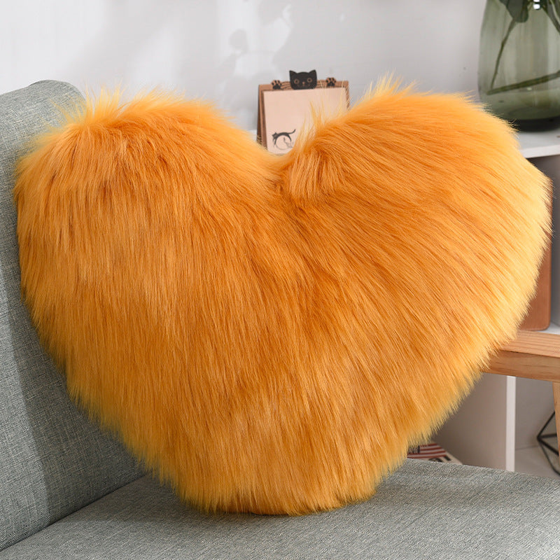 Throw Pillows Heart Shape Long Plush Fluffy Shaggy Cushion Cover Sofa Cushions Decorative Pillow Covers Pillowcase White Viralgem Store
