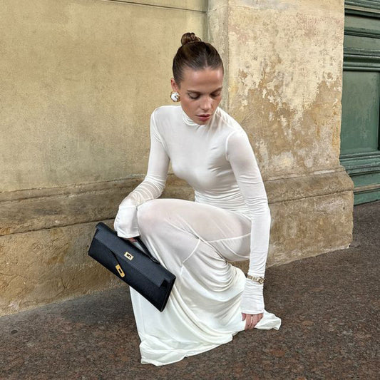 Women's Casual Slim-fit Turtleneck Long Sleeve Wide Swing Dress Viralgem Store