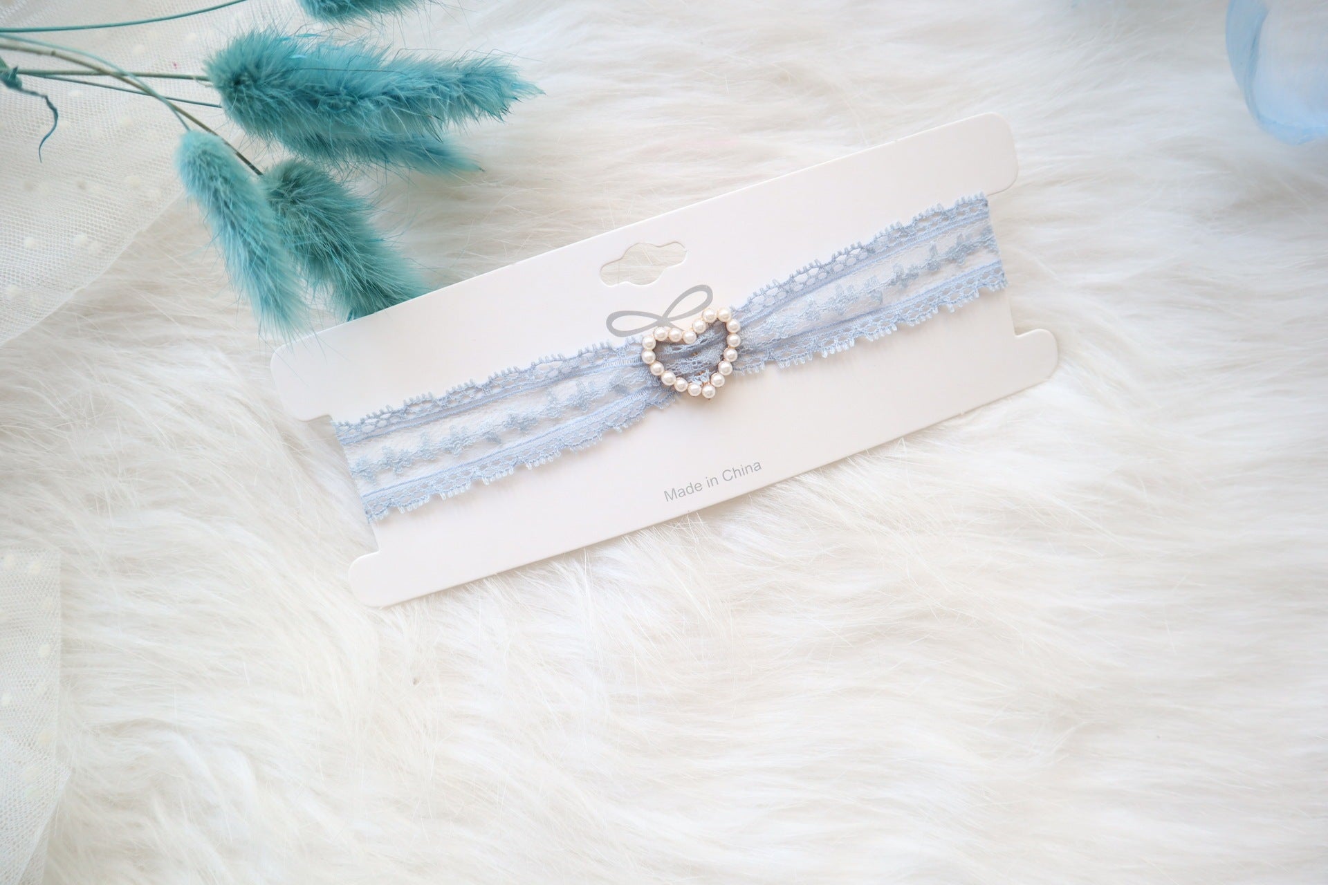Sweet Accessory Gray Blue Lace Ribbon Pearl Choker Necklace Viralgem Store