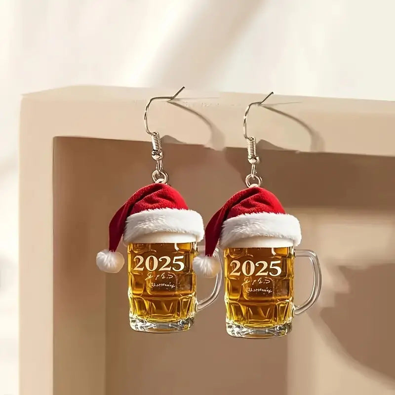 2025 Christmas Beer Steins Acrylic Earrings Viralgem Store